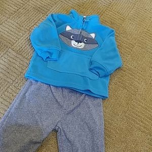 Carter's raccoon fleece 2 pc outfit 9 mos